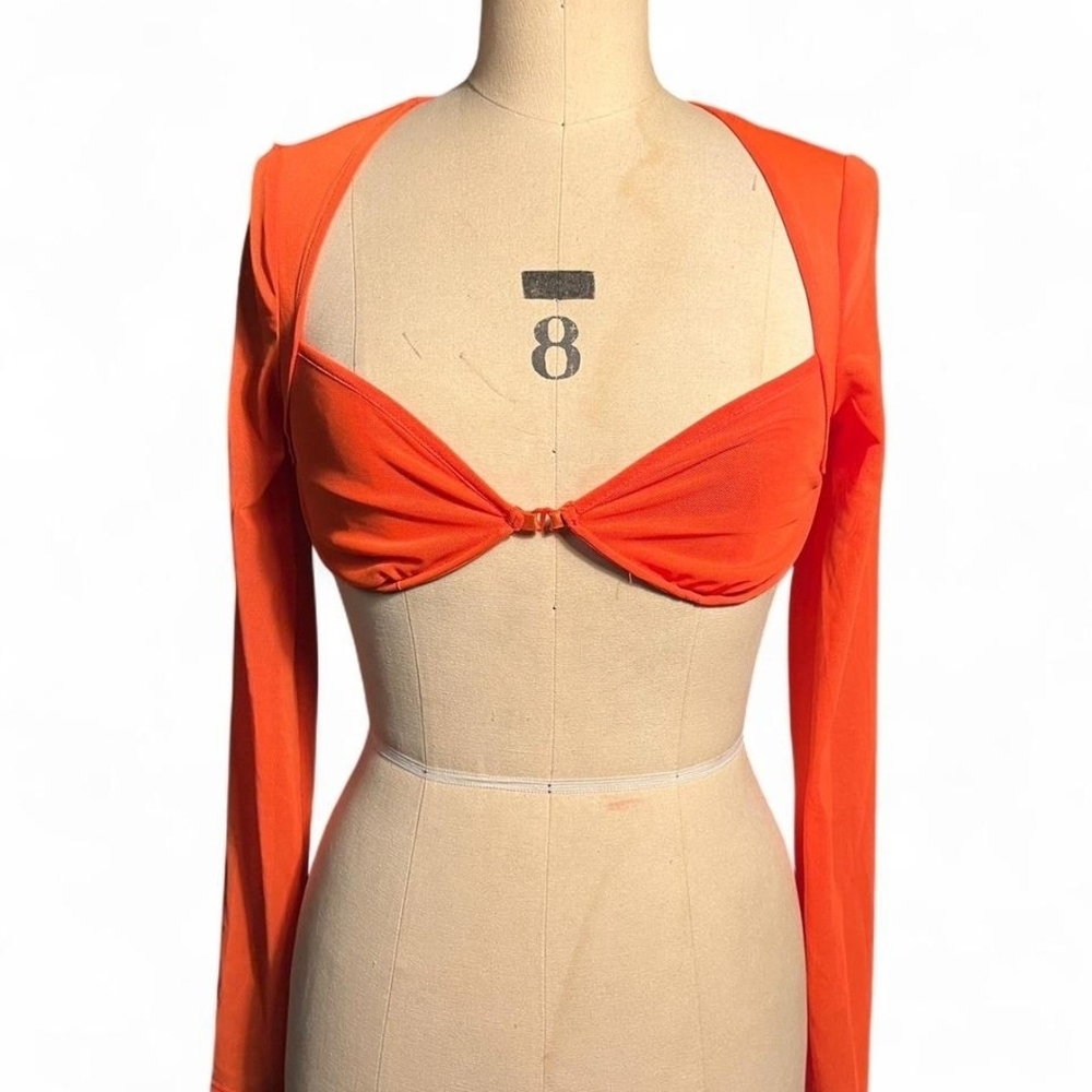 Dolls Kill Vibrant Orange Long Sleeve Crop Top